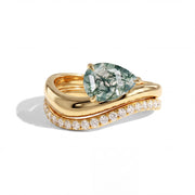 Moss Agate Statement Ring Set
