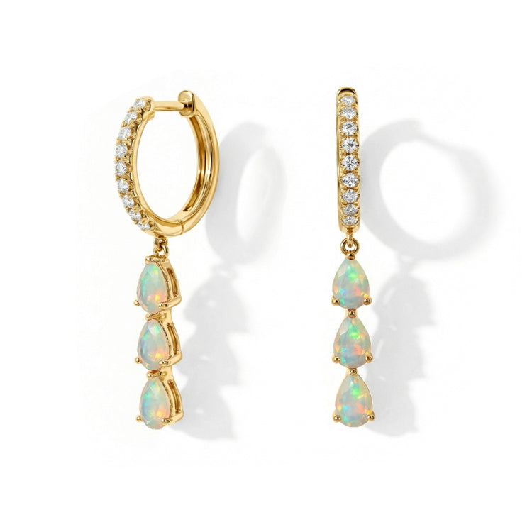 Long Opal Hoop Earrings