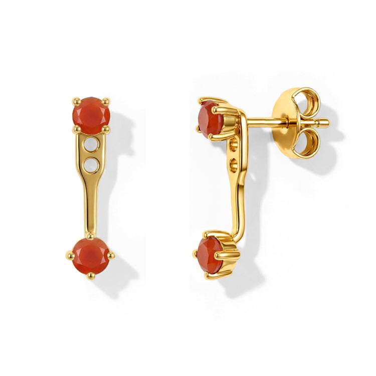 Round Carnelian Earrings - Front & Back