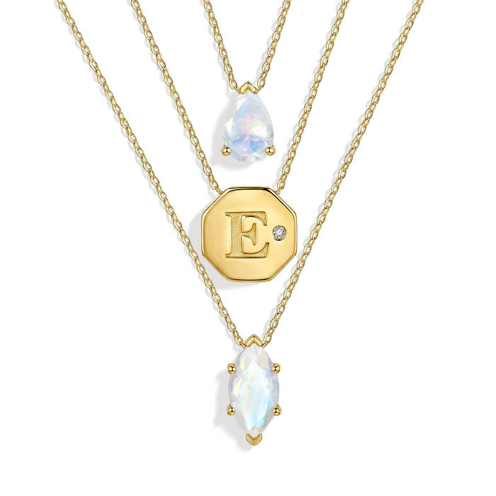 Moonstone Necklace - Name Initials