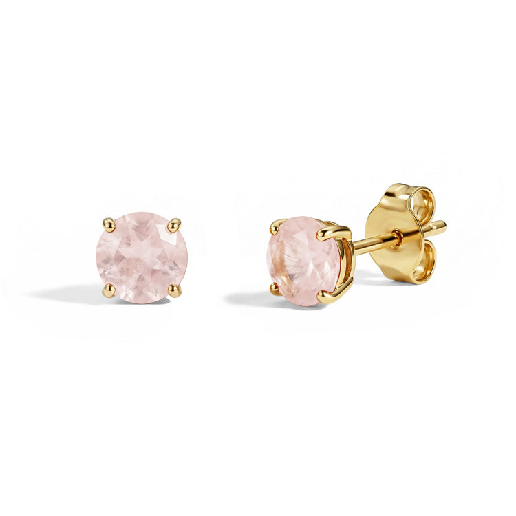 Rose Quartz Round Stud Earrings