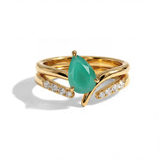 Green Agate Double Statement Ring