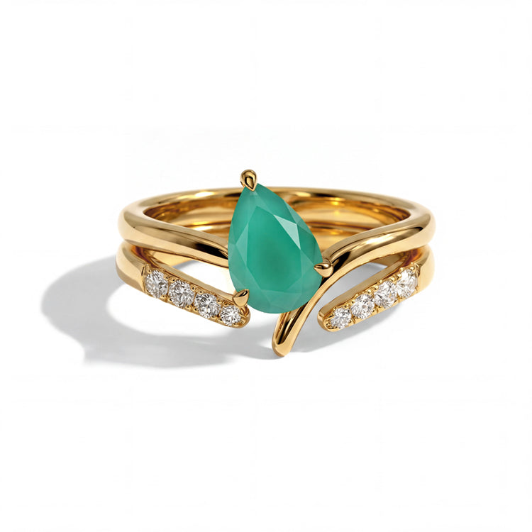 Green Agate Double Statement Ring