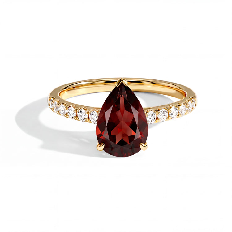 Dainty Pear Garnet Ring