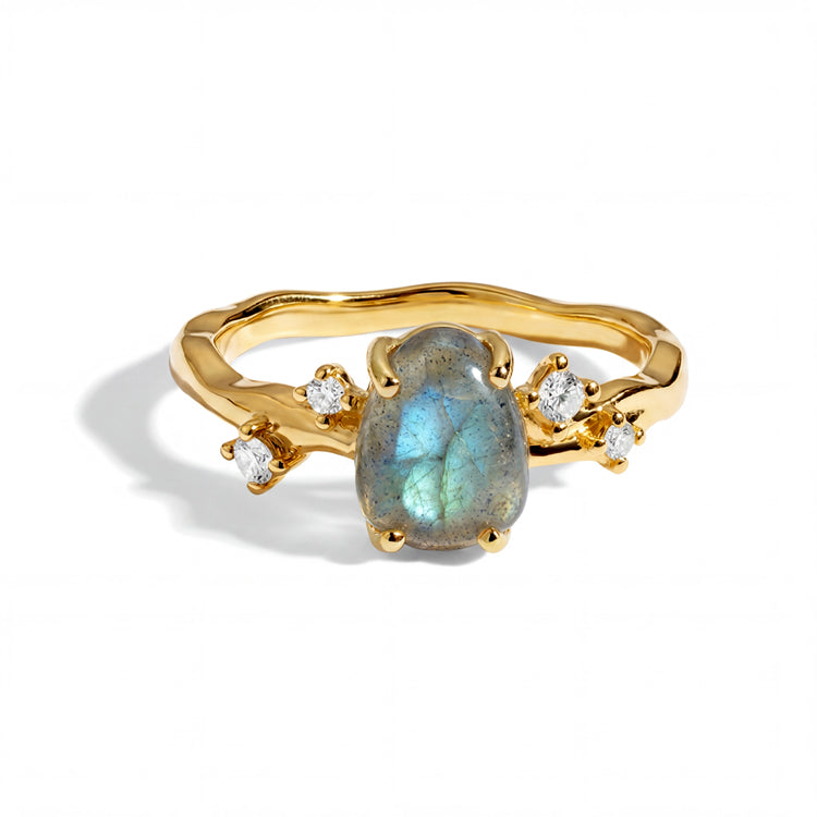Organic Shape Labradorite Statement Ring