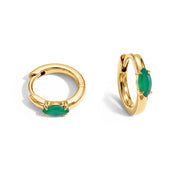 Huggies Green Agate Earrings - Marquise