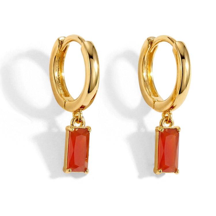Rectangular Carnelian Hoop Earrings