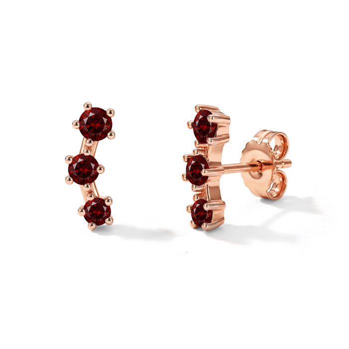 Garnet Stud Earrings - Stackable