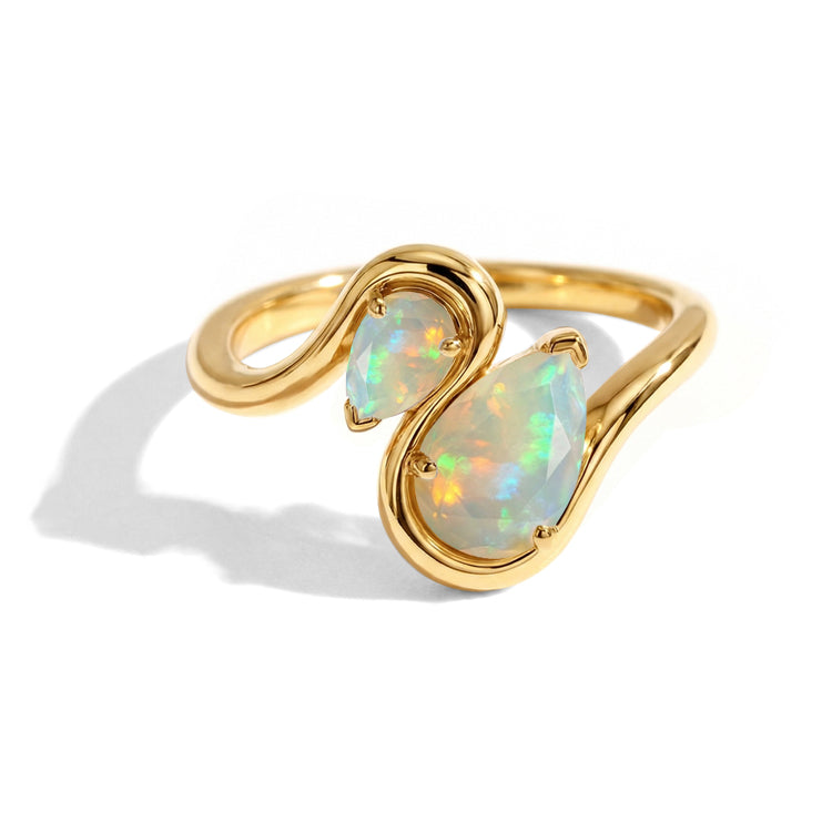 Opal Twisted Statement Ring