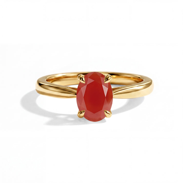 Oval Carnelian Solitaire Ring
