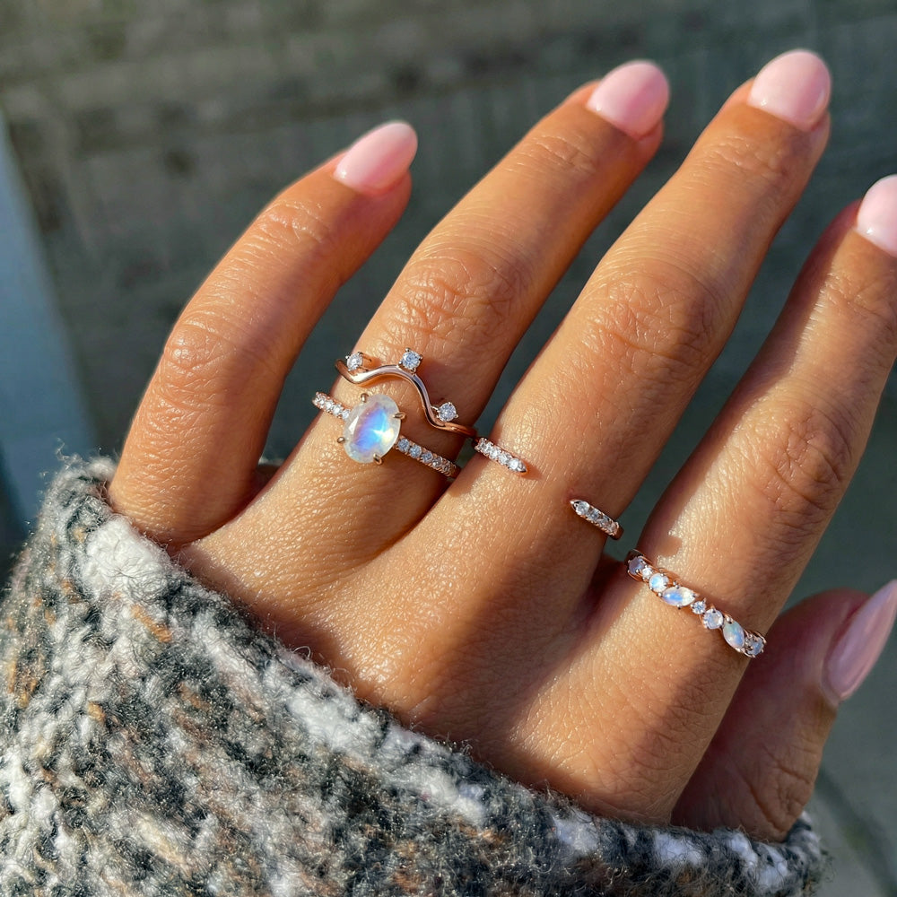 Stacked Moonstone Ring Set