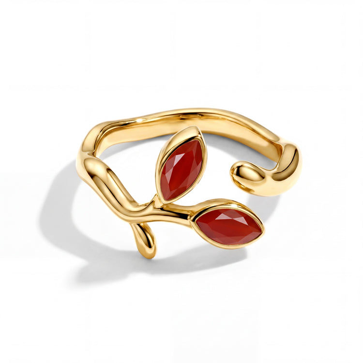 Adjustable Carnelian Vine Ring
