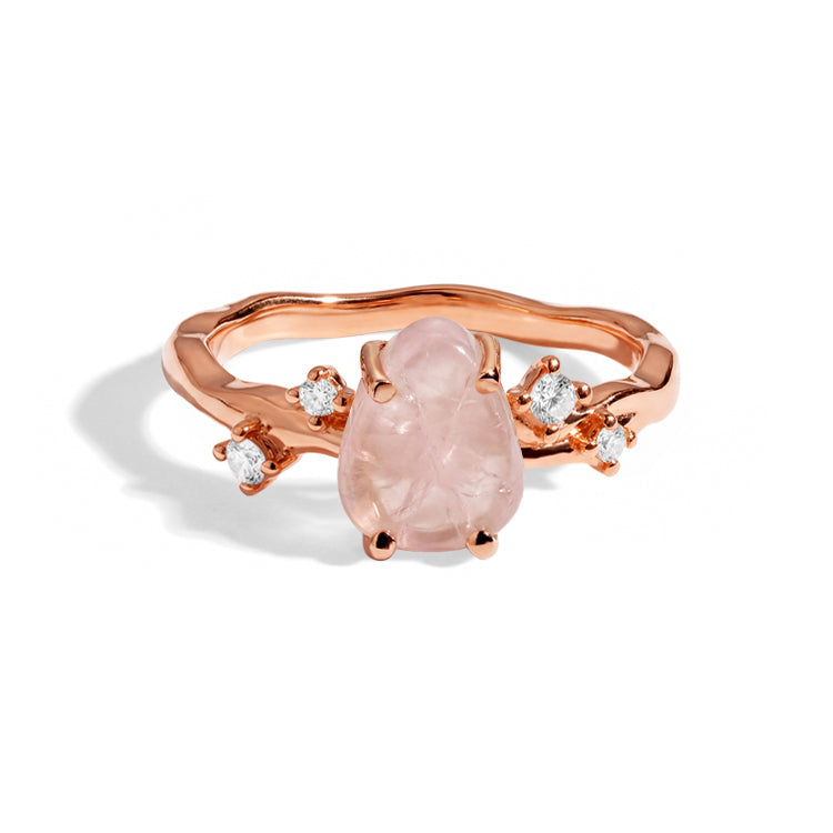 Rough Rose Quartz Twig Ring
