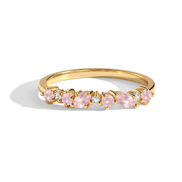 Alternating Rose Quartz Stacking Ring