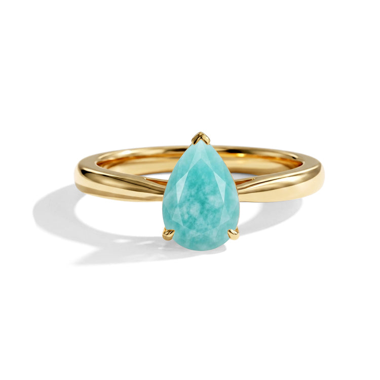 Pear Amazonite Solitaire Ring