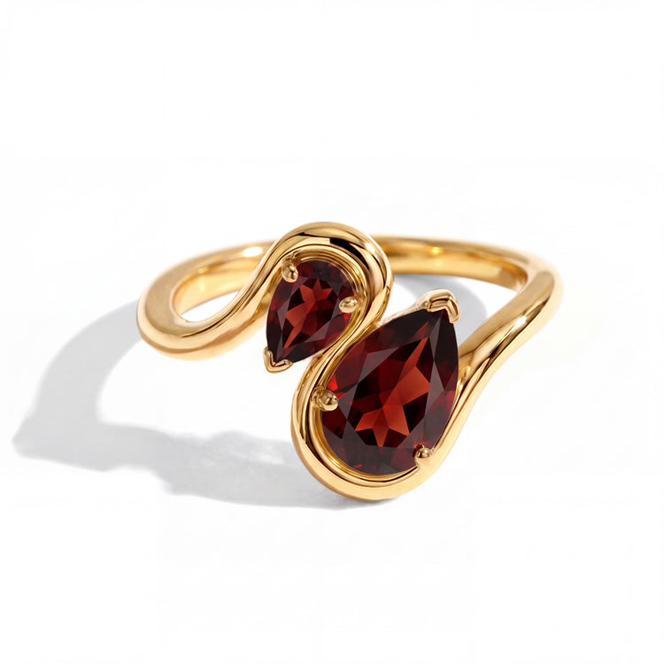 Garnet Twisted Statement Ring