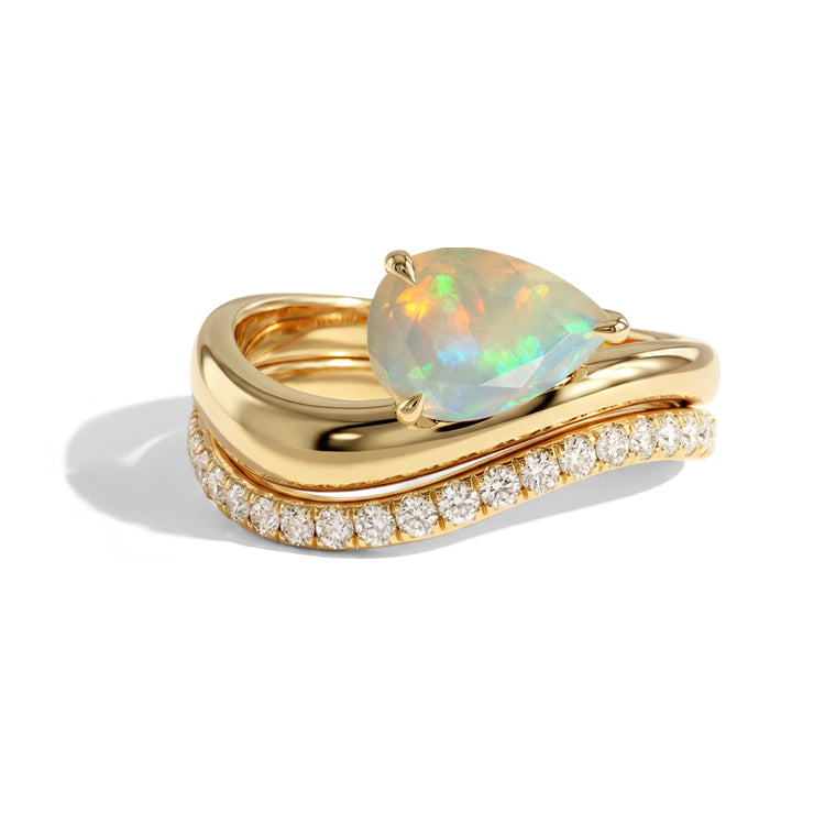 Streamlined Opal Double Ring Set