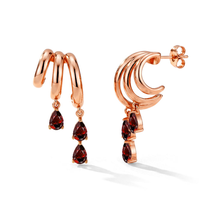 Stacked Garnet Dangle Earrings