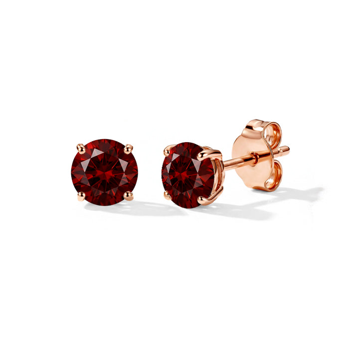 Garnet Round Stud Earrings