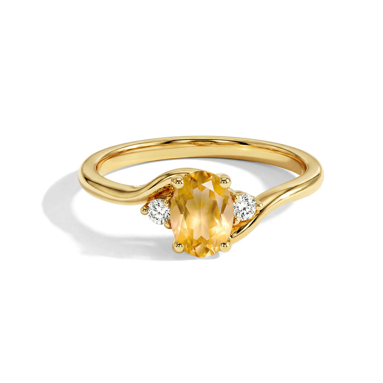Oval Citrine Twist Band Ring