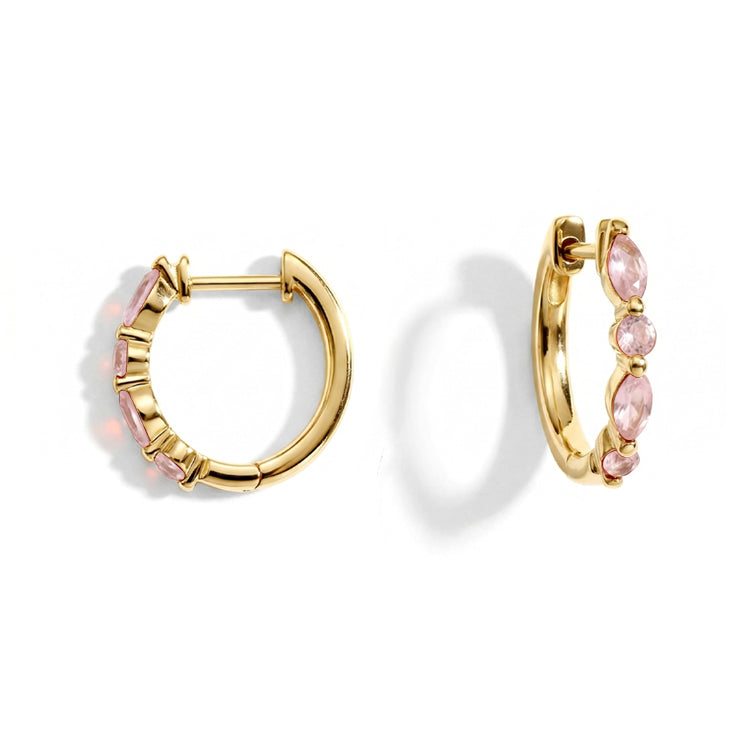 Rose Quartz Huggies Earrings - Elegant