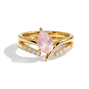 Rose Quartz Double Statement Ring