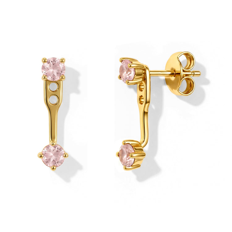 Rose Quartz Earrings - Front & Back