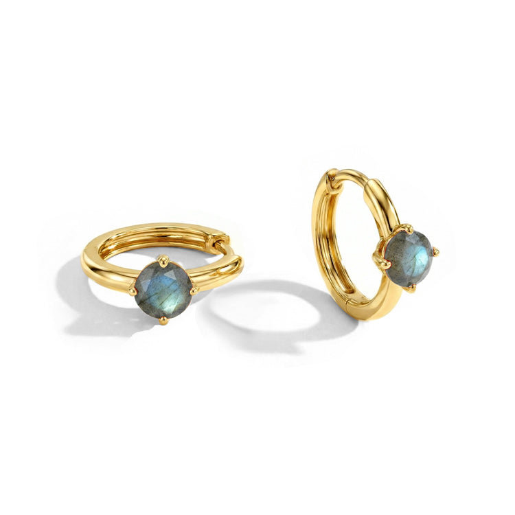 Labradorite Huggies Earrings - Round