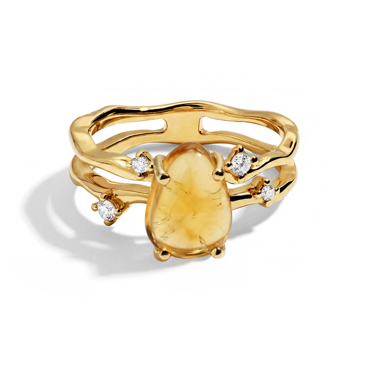 Asymmetrical Citrine Stack Ring