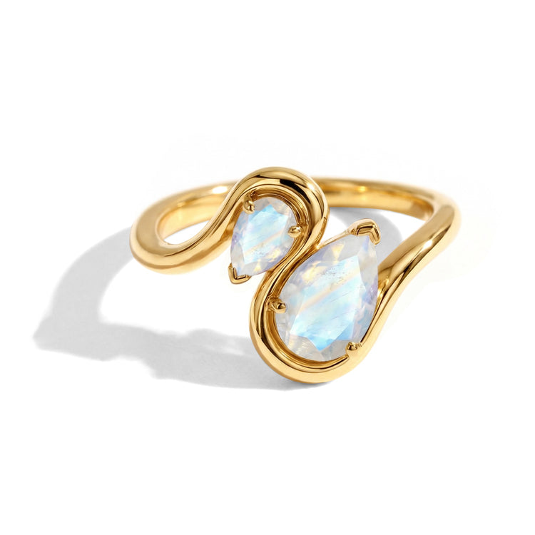 Two-Stone Moonstone Twisted Statement Ring