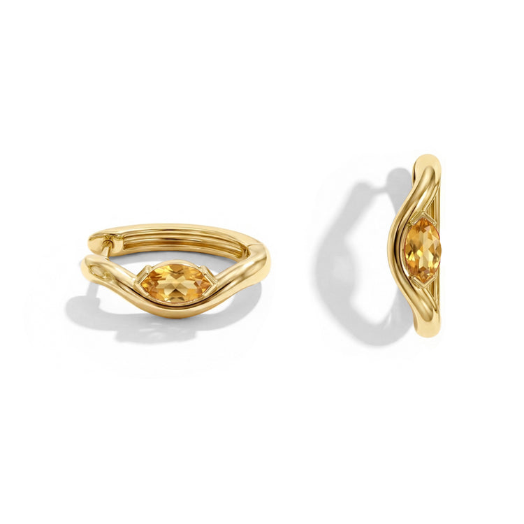 Twisted Citrine Huggies Earrings