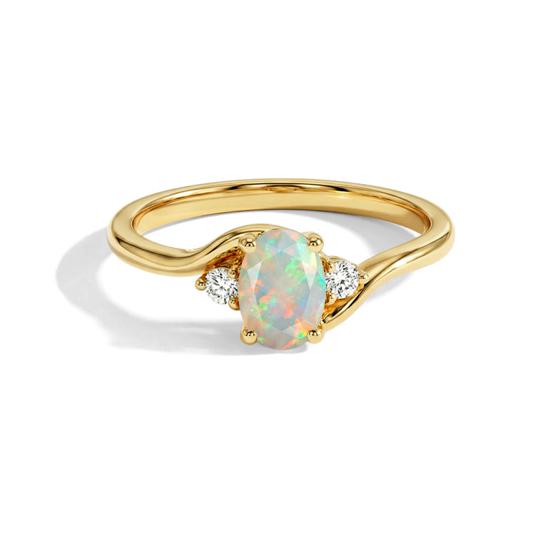 Cross-Twisted Opal Ring