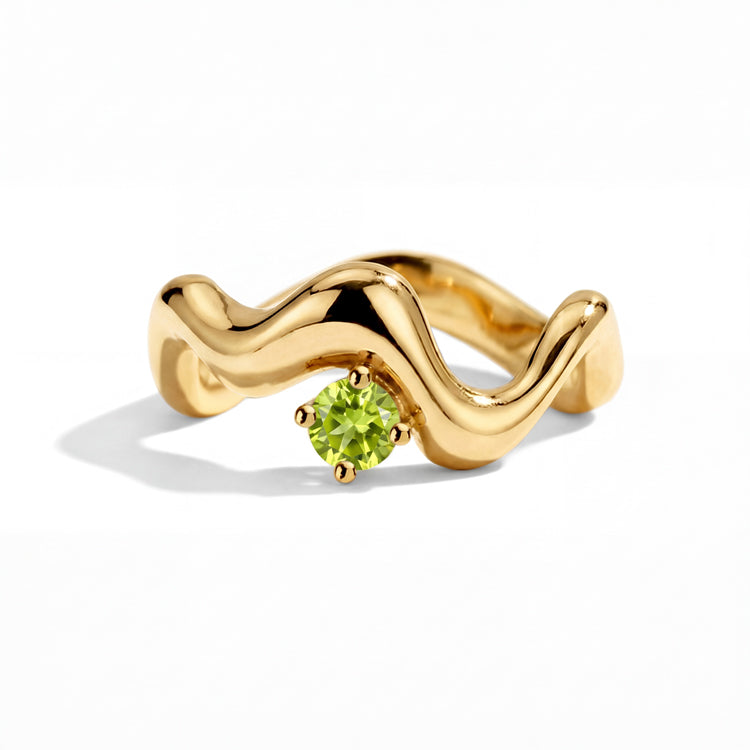 Wave-Twisted Peridot Ring