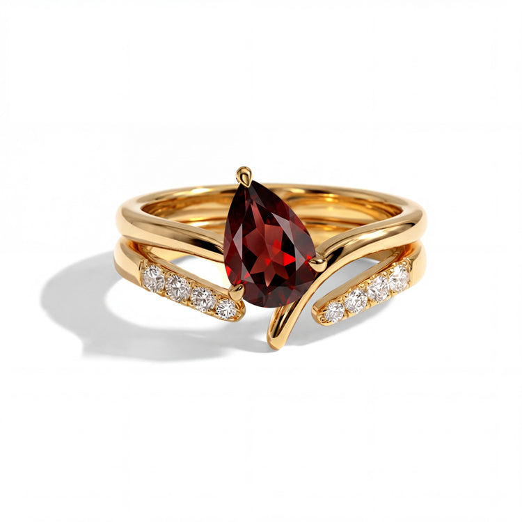 Garnet Stackable Double Ring Set