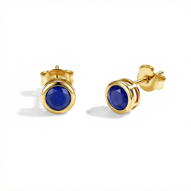 Lapis Lazuli Stud Earrings - Stackable