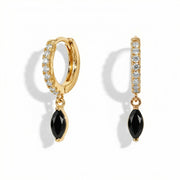 Hoops Earrings - Black Onyx Marquise