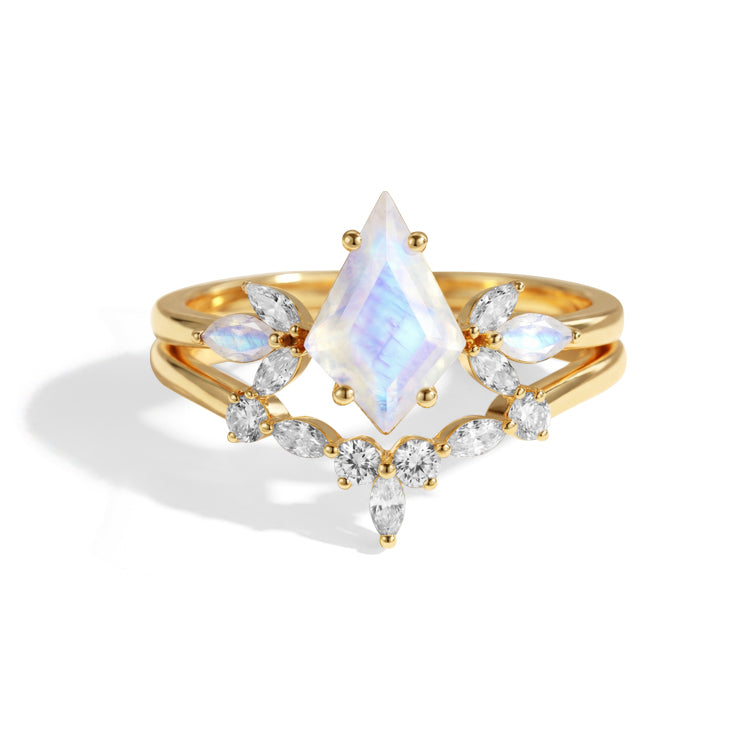 Celestial Winged Moonstone Cocktail Rings