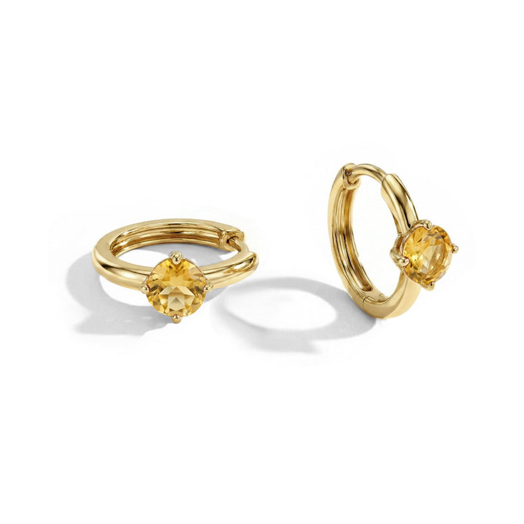 Citrine Huggies Earrings - Round