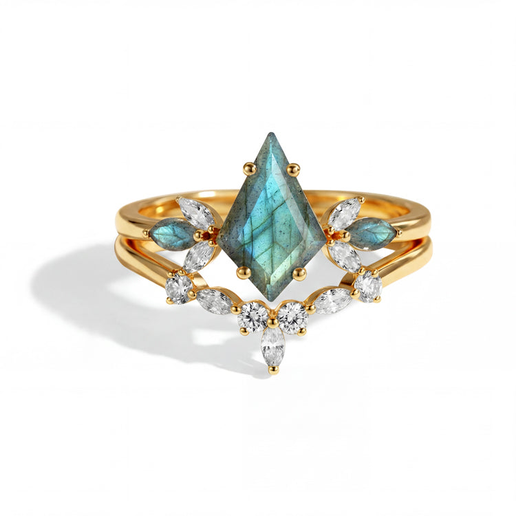 Celestial Winged Labradorite Cocktail Rings