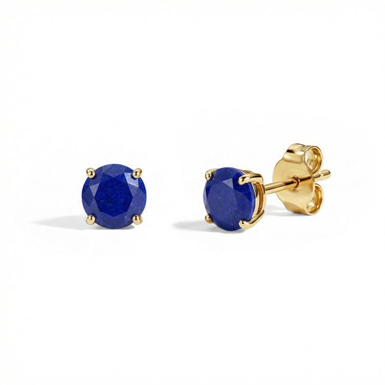 Lapis Lazuli Round Stud Earrings