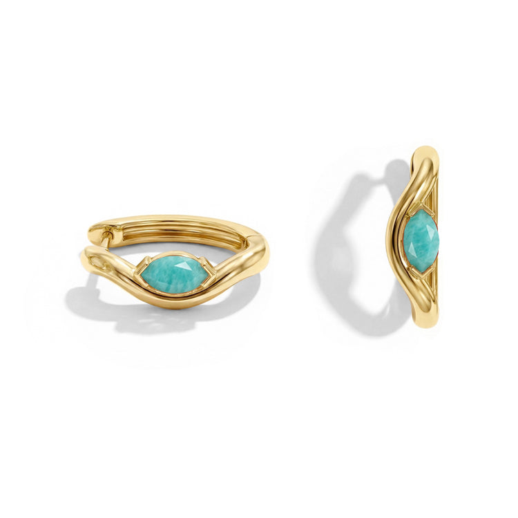Twisted Amazonite Huggies Earrings