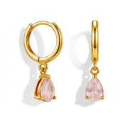 Rose Quartz Hoop Earrings - Pear-Shaped