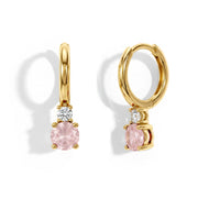 Rose Quartz Round Hoop Earrings