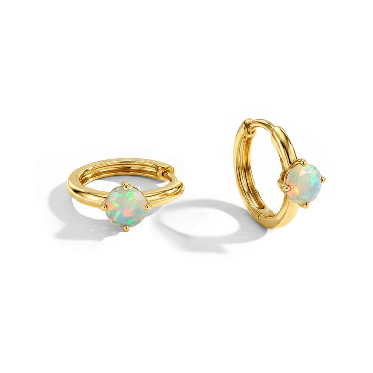 Opal Huggies Earrings - Round