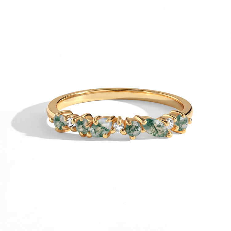 Alternating Moss Agate Stacking Ring