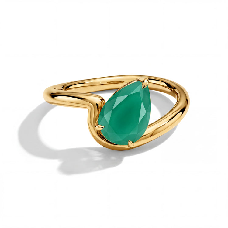 Contemporary Pear Green Agate Ring