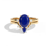 Oval Lapis Lazuli Bridal Ring Set