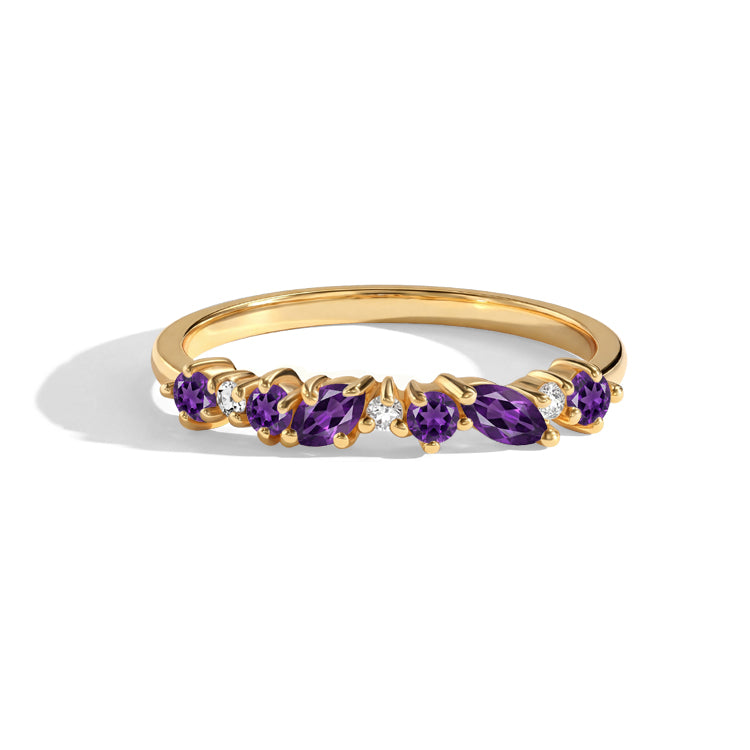 Alternating Amethyst Stacking Ring
