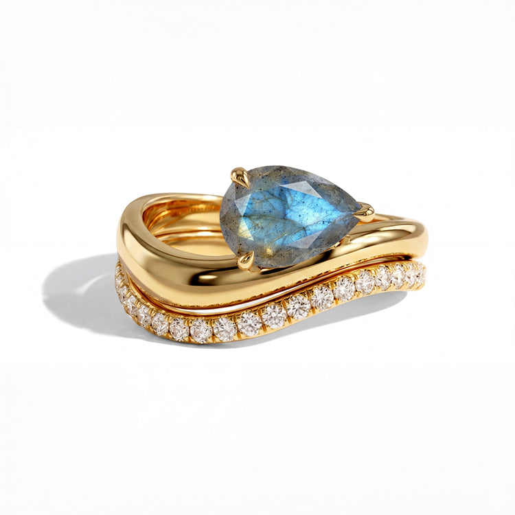 Streamlined Labradorite Double Ring Set