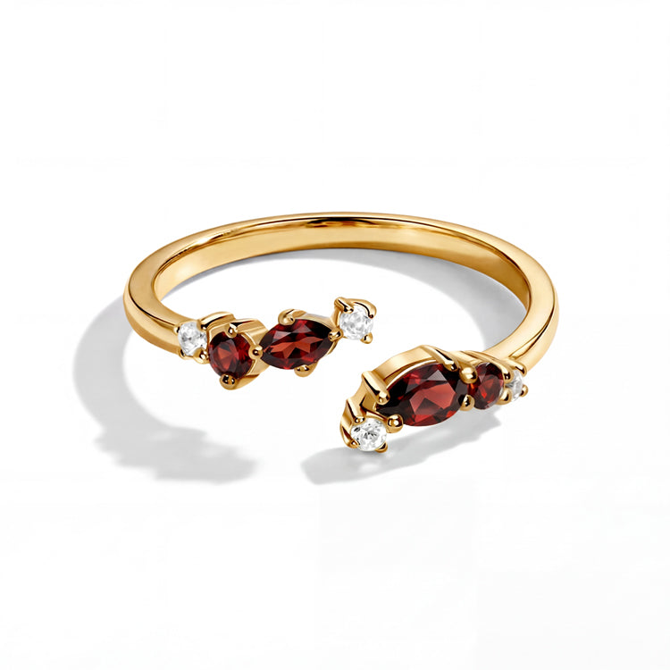 Dainty Garnet Adjustable Open Ring